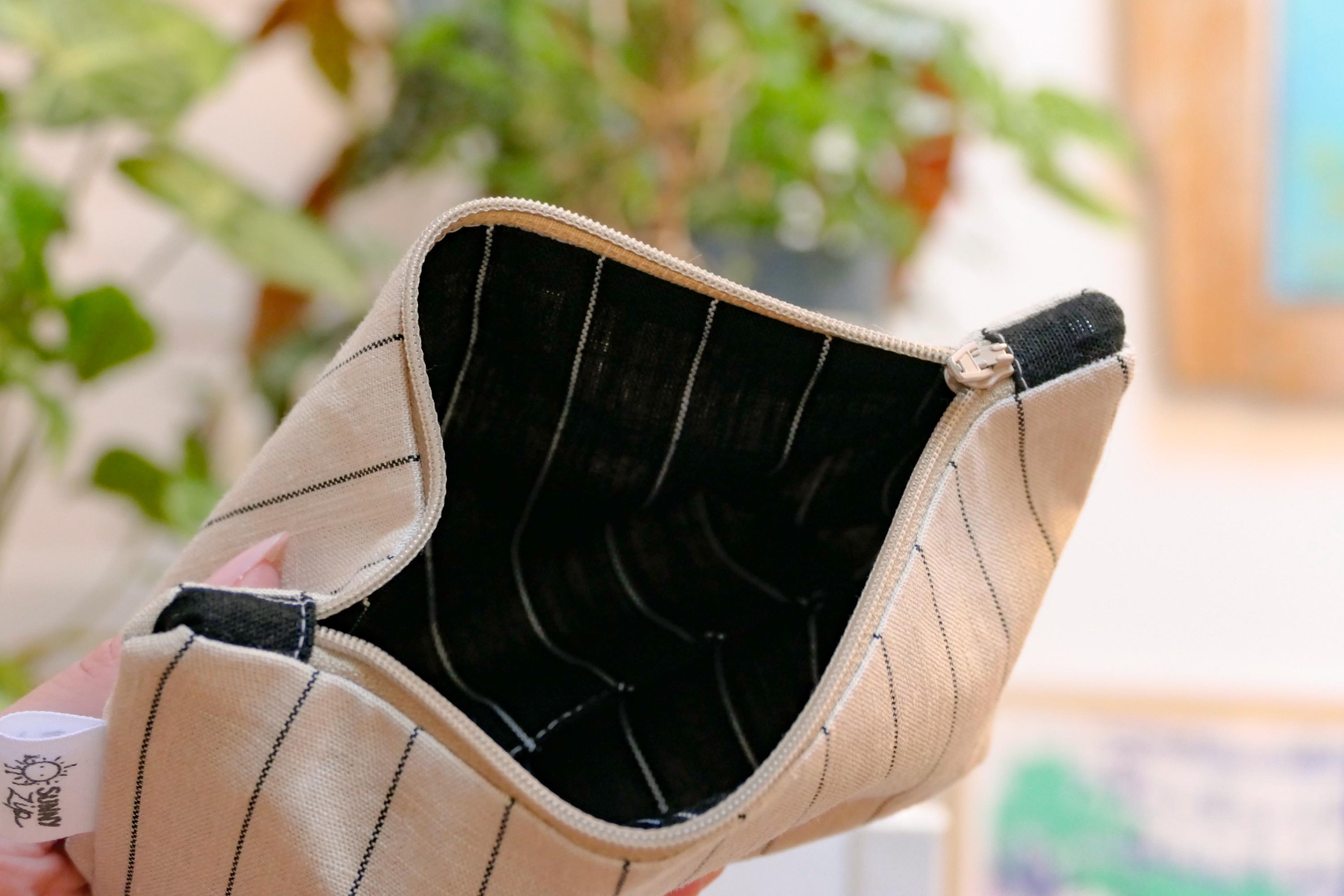 Pochette à glissière en lin et coton + ensemble de porte-clés