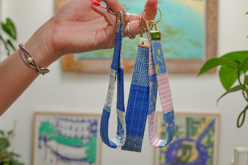 Porte-clés Patchwork Tortues | 6 po x 1 po | Fait main à Montréal