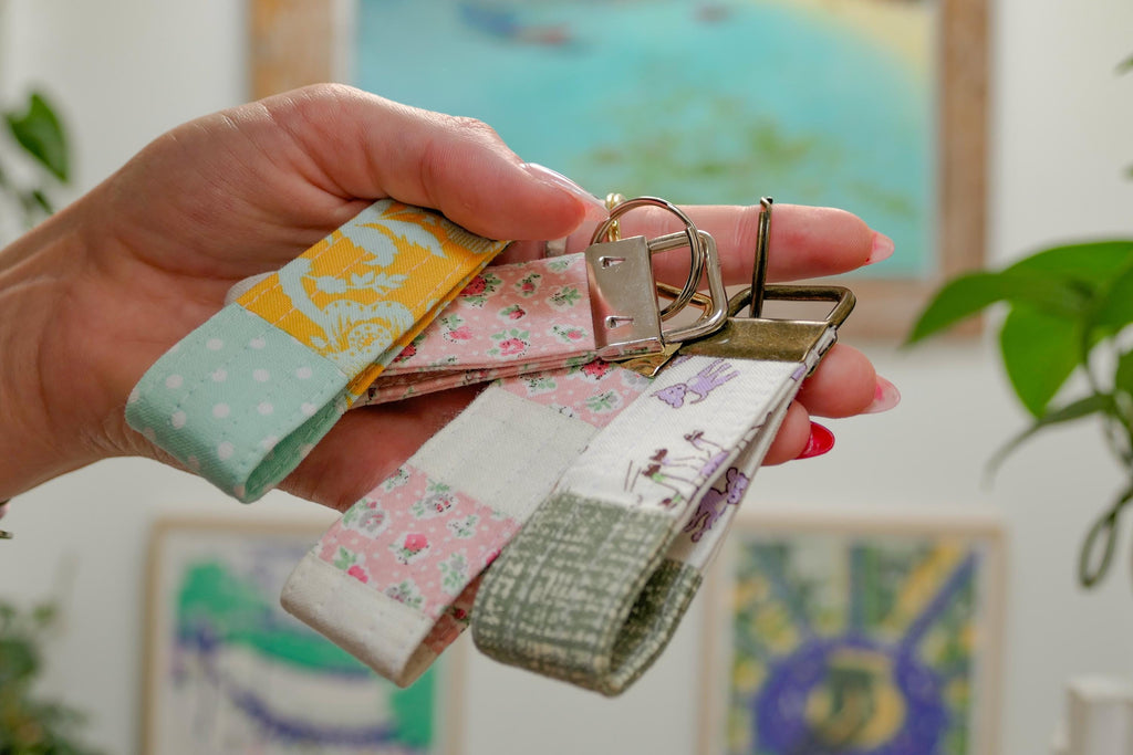 Porte-clés Patchwork  | 3,5 po x 2,5 po | Fait main à Montréal