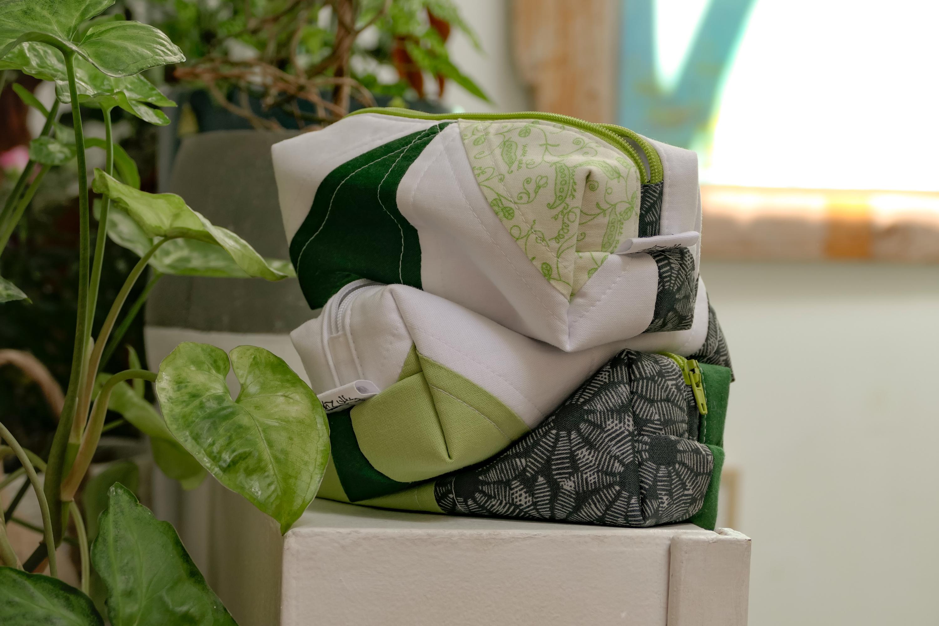 Pochette Verte en Coton Matelassé | Fait main à Montréal