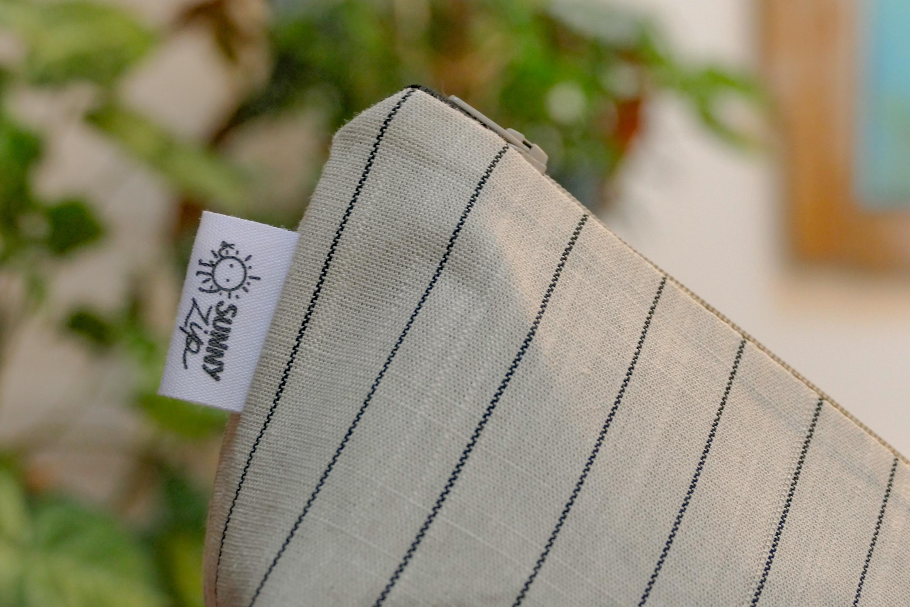 Pochette à glissière en lin et coton + ensemble de porte-clés