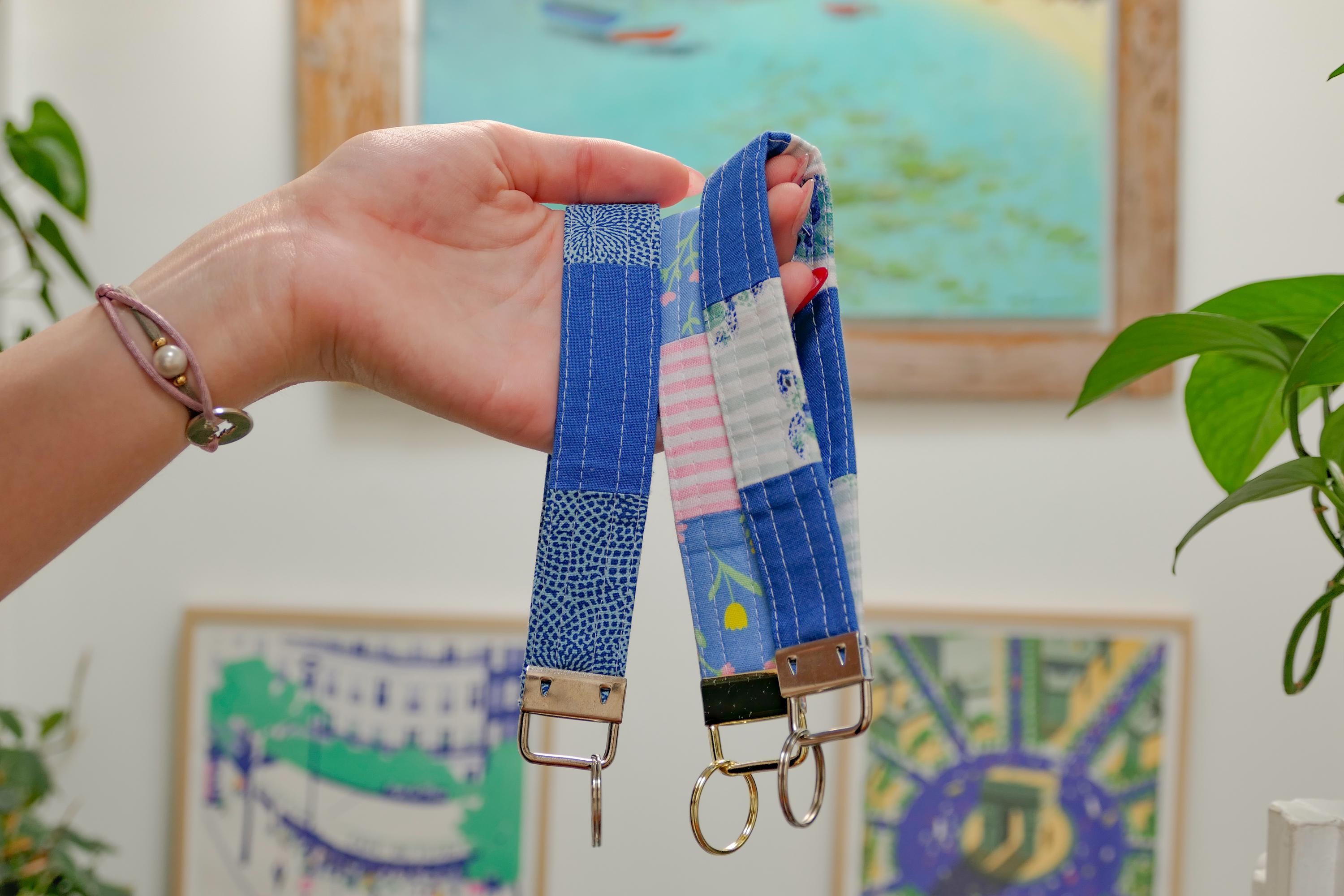 Porte-clés Patchwork Tortues | 6 po x 1 po | Fait main à Montréal