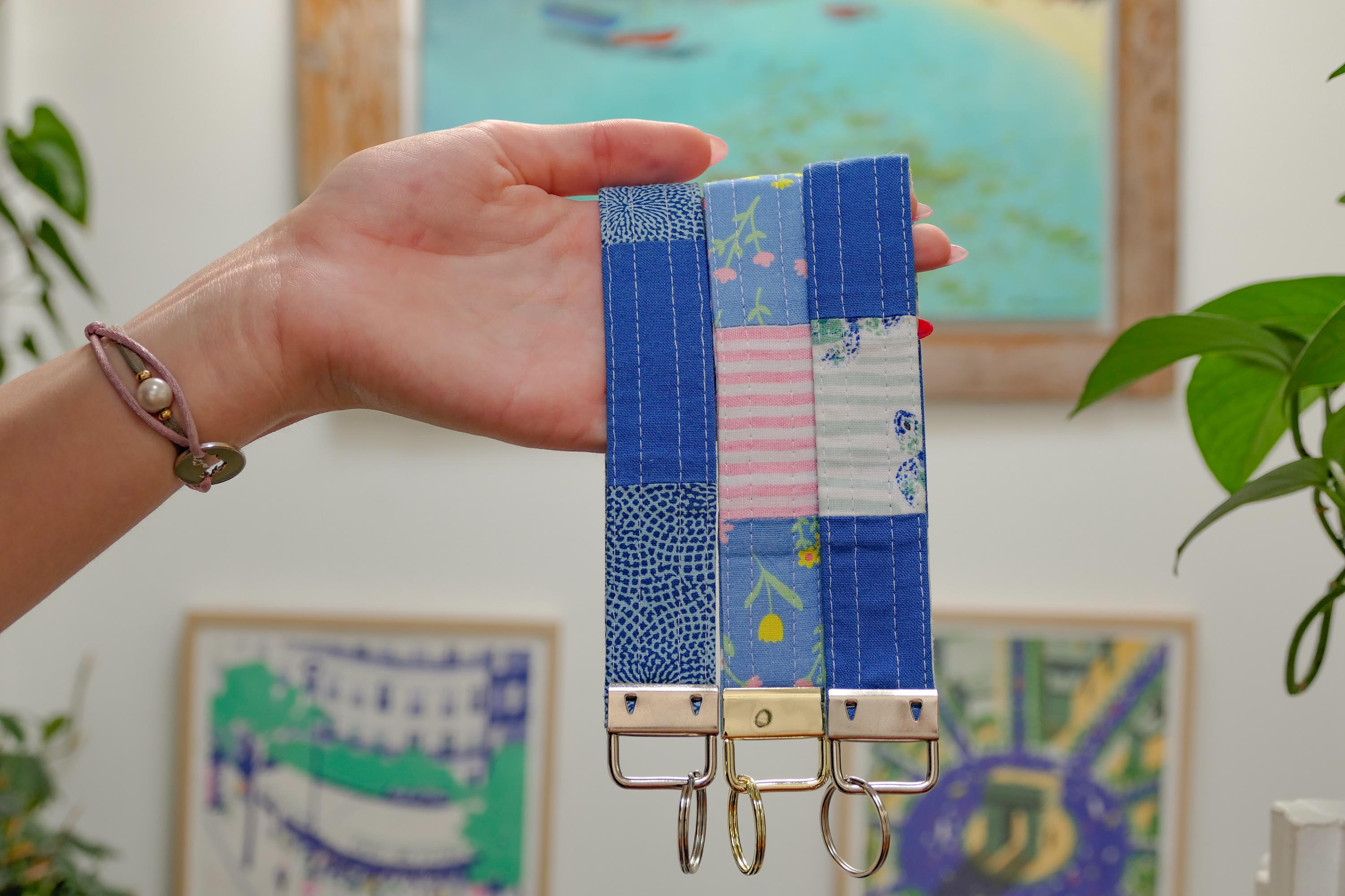 Porte-clés Patchwork Tortues | 6 po x 1 po | Fait main à Montréal