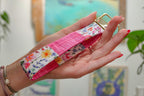 Porte-clés Patchwork Rose | 6 po × 1 po | Fait Main à Montréal